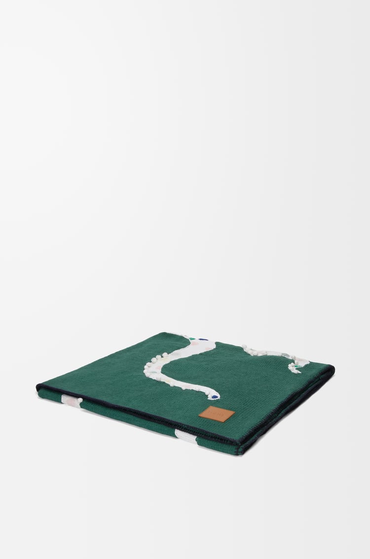 LOEWE Octopus blanket in wool and alpaca blend Dark Green/Multicolour