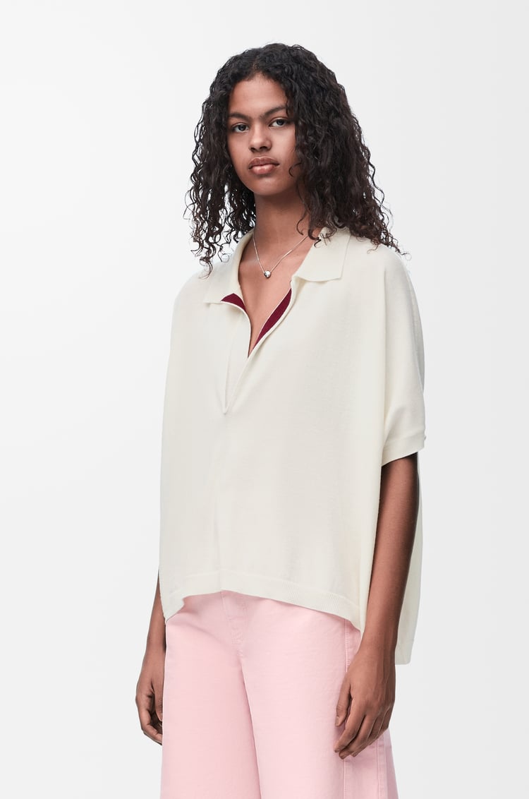 LOEWE Polo sweater in wool White/Burgundy