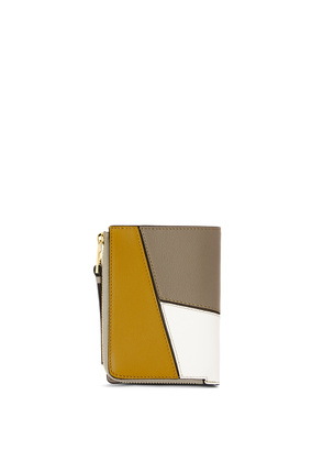 LOEWE Puzzle slim zip bifold wallet in classic calfskin Ochre/Laurel Green plp_rd