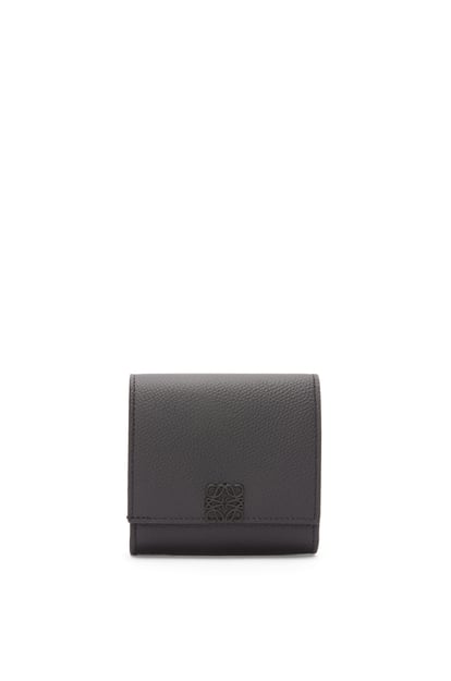 LOEWE Anagram compact flap wallet in pebble grain calfskin Black