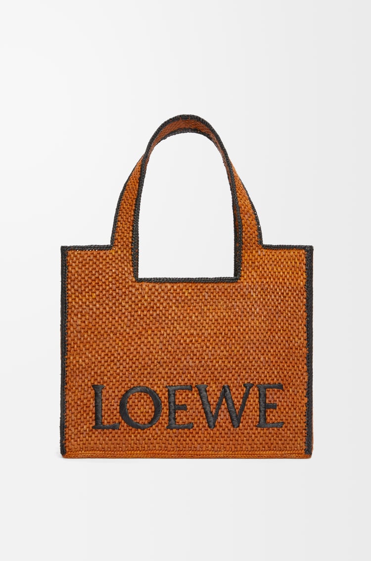 LOEWE Large LOEWE Font Tote in raffia Honey Gold