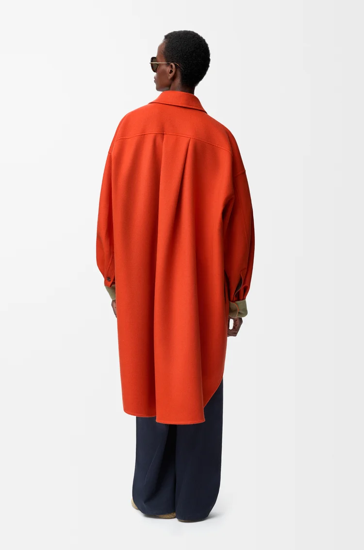 LOEWE Abrigo en lana y cashmere Caqui/Naranja