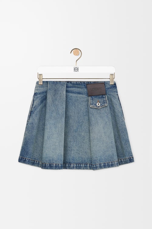 LOEWE Mini skirt in denim Washed Denim