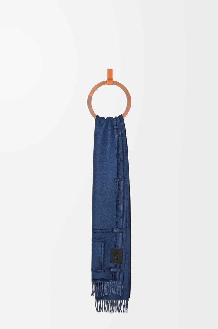 LOEWE Écharpe en laine et cachemire Bleu Jean