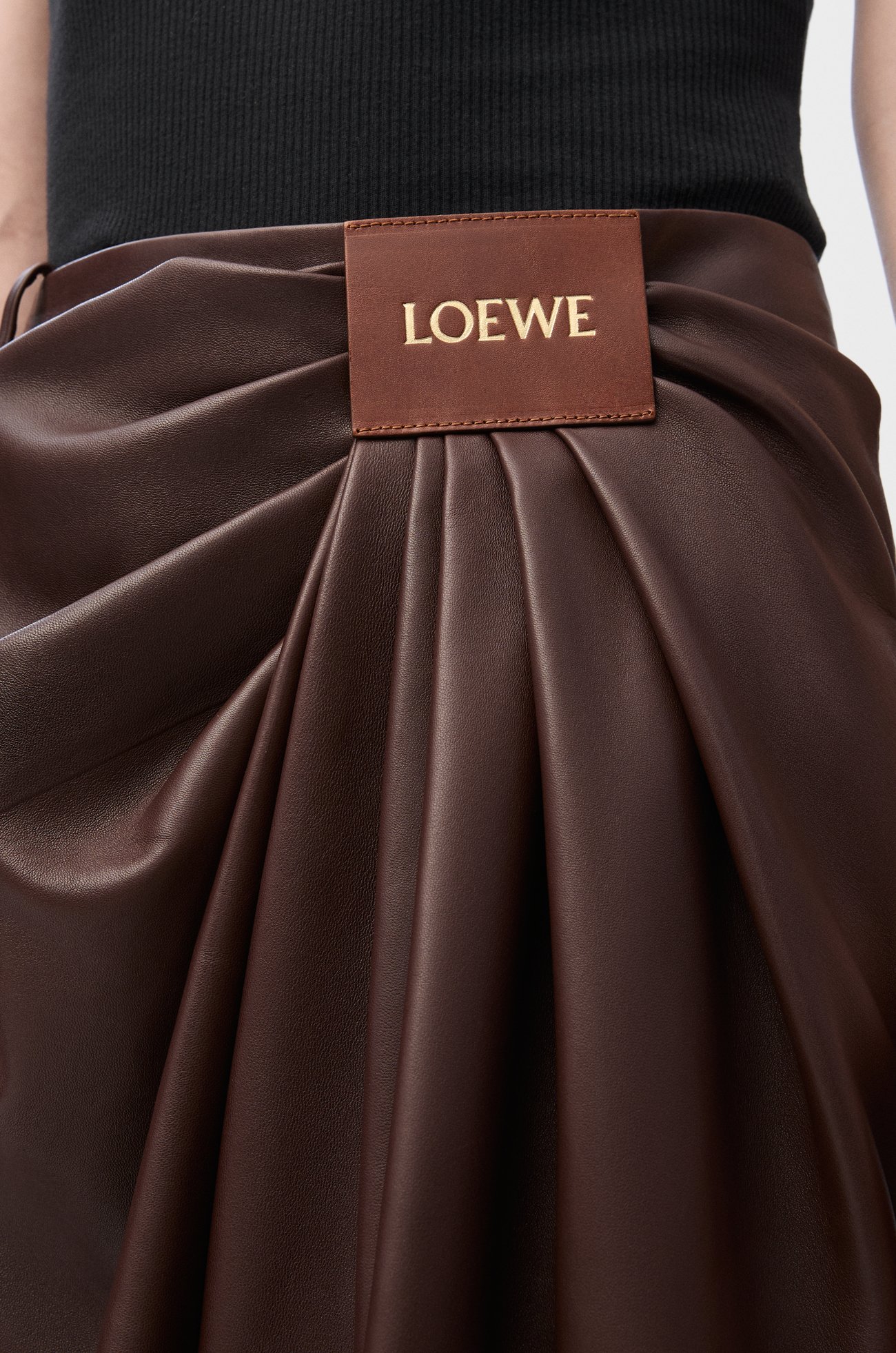 LOEWE Draped trousers in nappa lambskin Chocolate Brown plp_rd