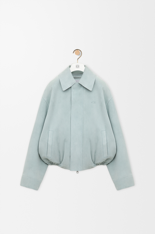 LOEWE Chaqueta con cordón de ajuste en ante de piel de cordero Gris Azulado
