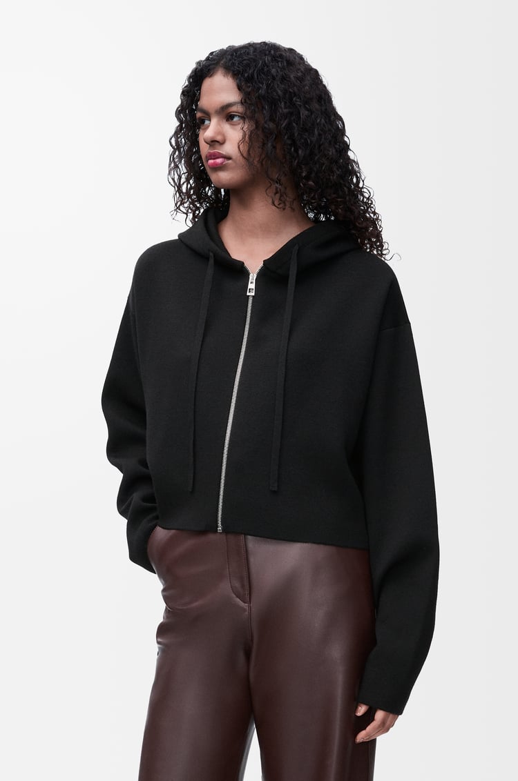 LOEWE Sudadera Anagram en lana con capucha y cremallera Negro
