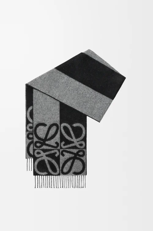 LOEWE Scarf in wool and cashmere Black/Grey