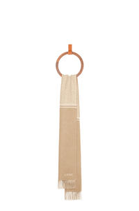 LOEWE Anagram scarf in wood and cashmere Camel/White