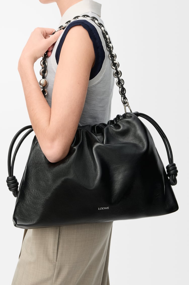 LOEWE Large Flamenco purse in patent nappa lambskin Black