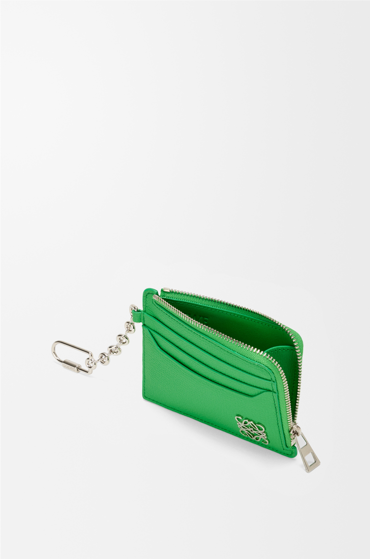 LOEWE 애너그램 스퀘어 코인 카드홀더 - 페블 그레인 카프스킨 클로버 그린