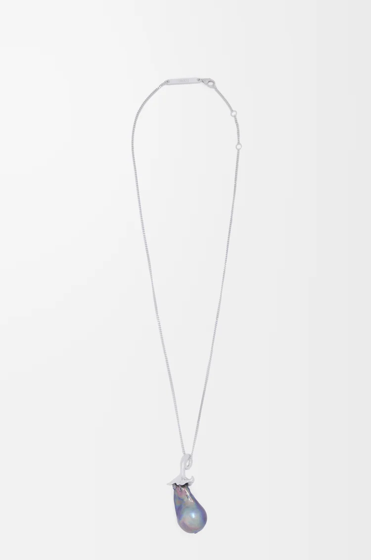 LOEWE Aubergine necklace in sterling silver and pearl Silver/Purple