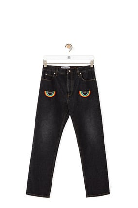 LOEWE Rainbow patch trousers in denim Washed Black
