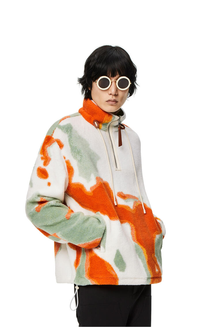 LOEWE Silicone melange fleece jacket in polyester Green/Orange