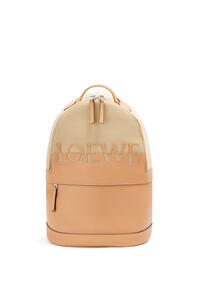LOEWE Signature Round backpack in canvas and classic calfskin Creta/Warm Desert