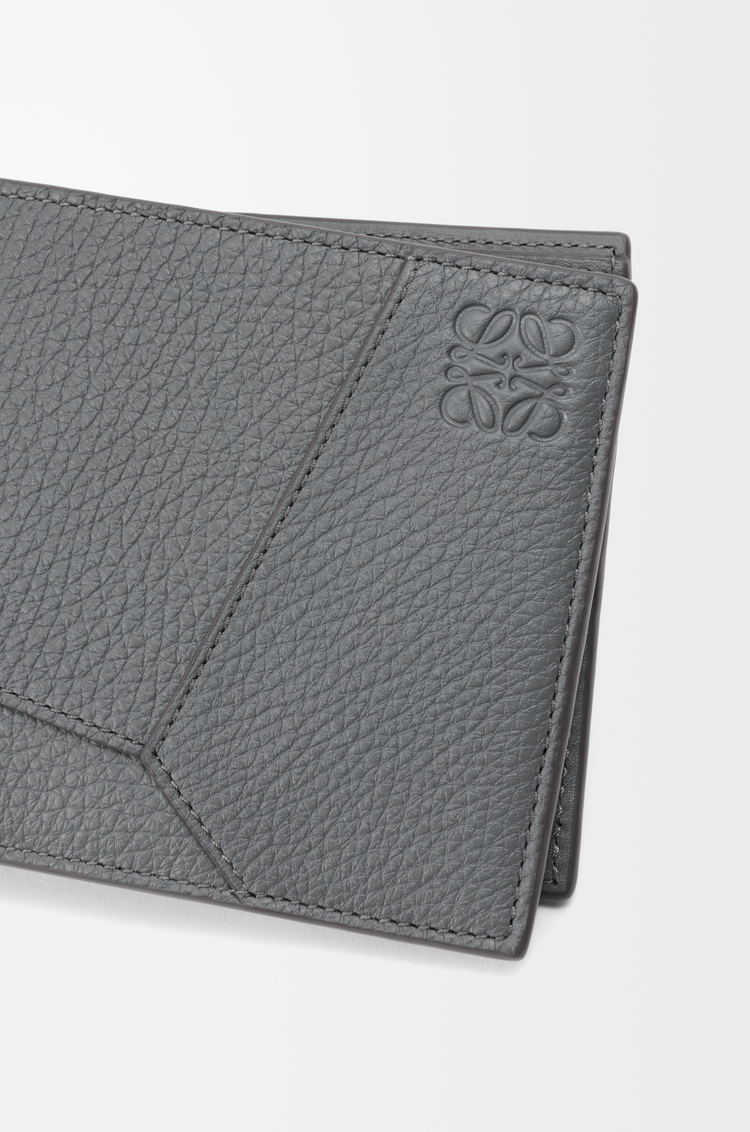 LOEWE 柔軟粒面小牛皮 Puzzle 雙摺錢包 藍灰色