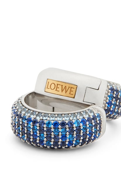 LOEWE Pavé hoop earrings in sterling silver and crystals Silver/Blue plp_rd