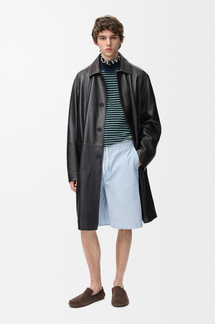 LOEWE Drawstring shorts in technical linen blend White/Light Blue