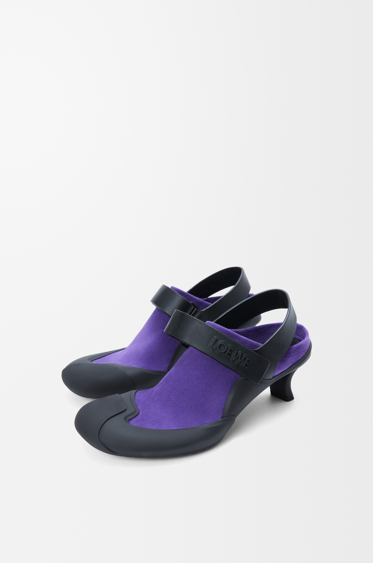LOEWE Zapato de salón destalonado Dive en ante elástico Morado Intenso/Negro