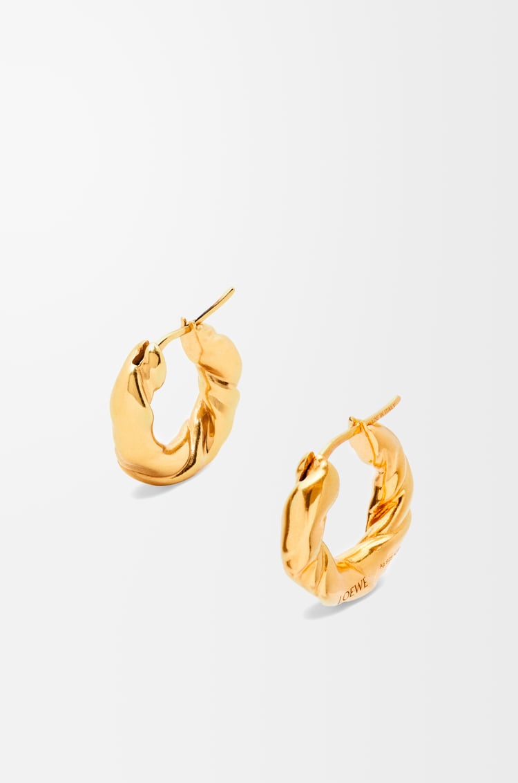 LOEWE Small nappa twist hoops in sterling silver Gold