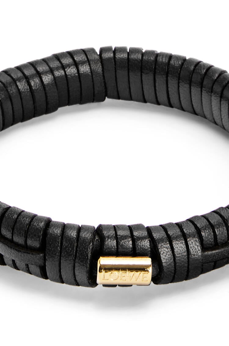 LOEWE Woven bangle in brass and classic calfskin Black pdp_rd