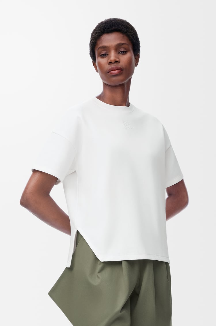 LOEWE Camiseta asimétrica en mezcla de algodón Blanco