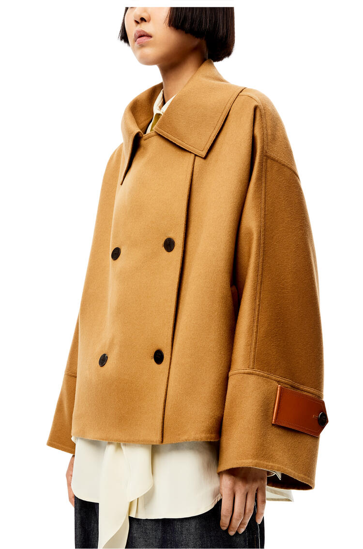 LOEWE Double breasted short jacket in wool and cashmere Camel pdp_rd