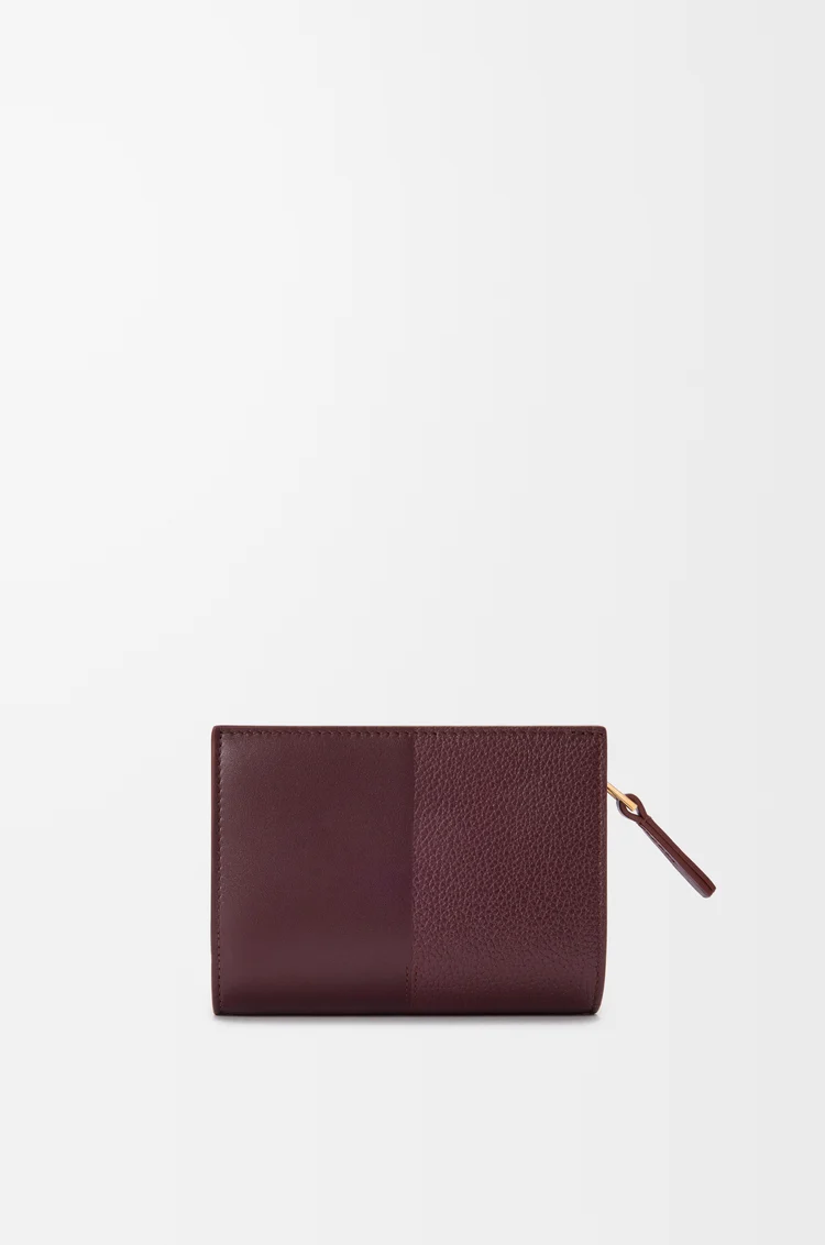 LOEWE Duet compact wallet in smooth and grained calfskin Dark Burgundy