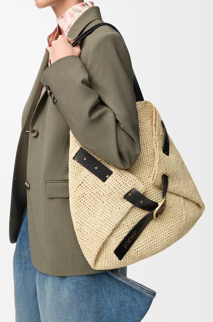 LOEWE Medium Punch Hole shopper in raffia Natural