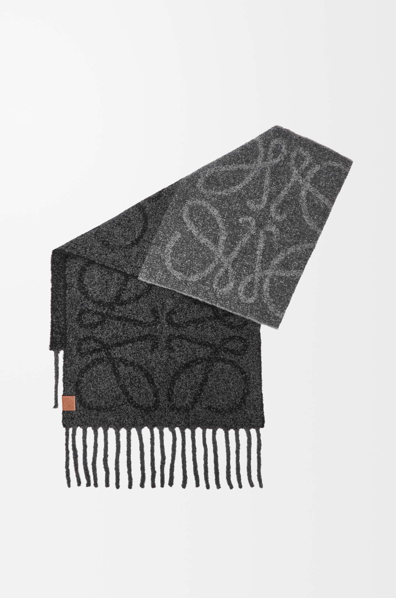 LOEWE Anagram scarf in alpaca and wool Dark Grey/Black