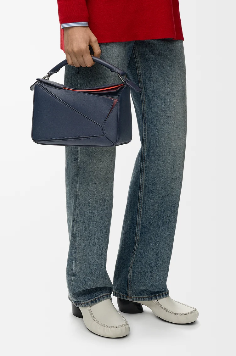 LOEWE Small layered Puzzle bag in classic calfskin Multicolor  Deep Navy