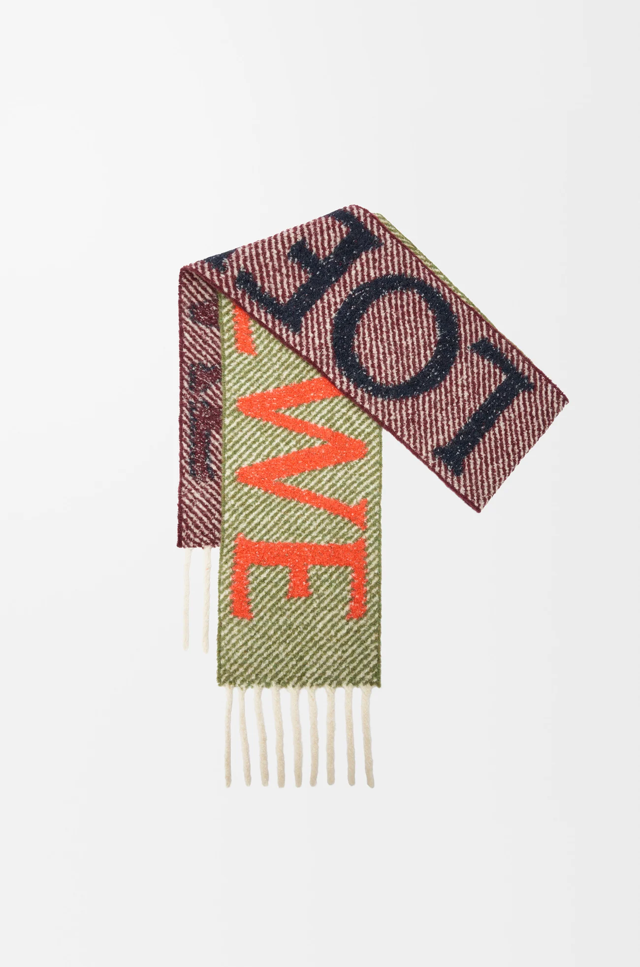 LOEWE Bufanda en mezcla de alpaca y lana Marino/Naranja