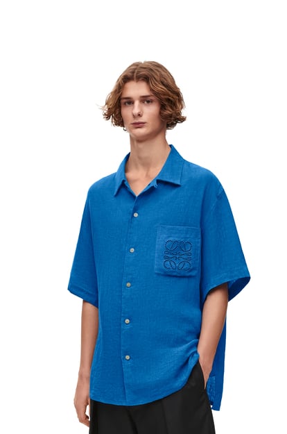 LOEWE Short sleeve shirt in linen 海藍色 plp_rd
