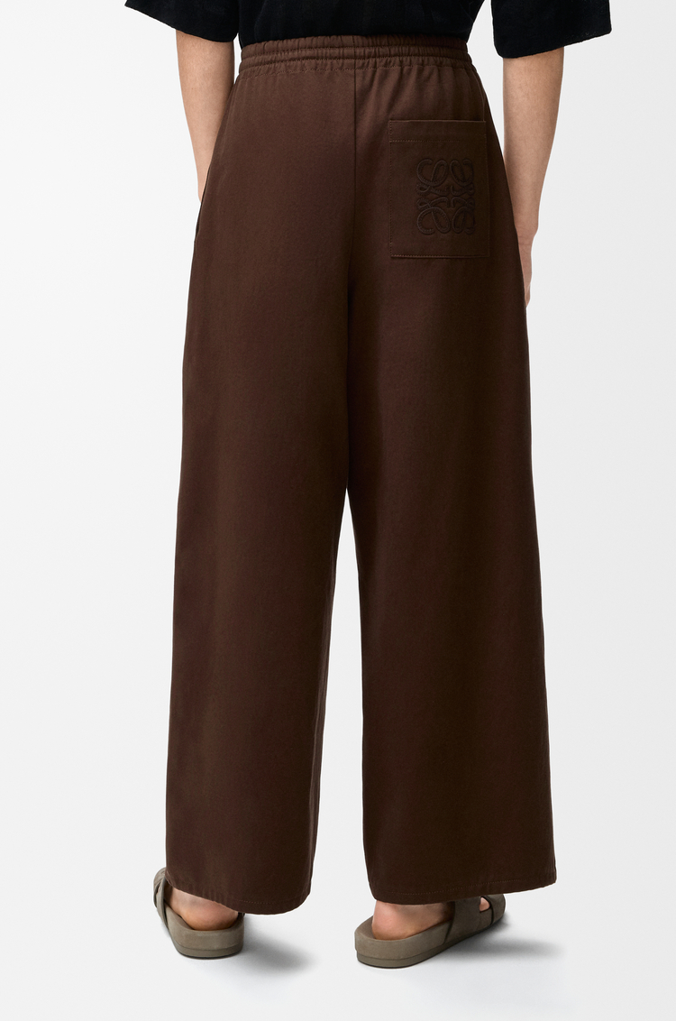 LOEWE 棉質抽繩長褲 巧克力棕