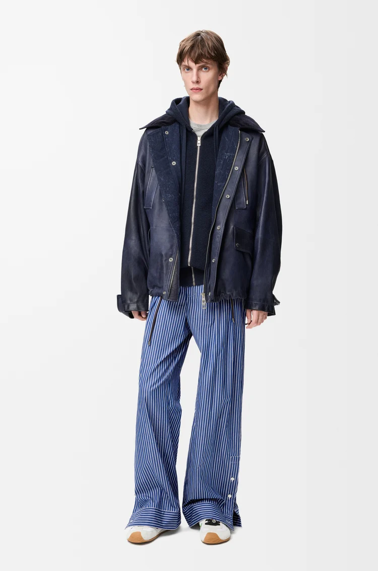 LOEWE Trousers in cotton Navy/White