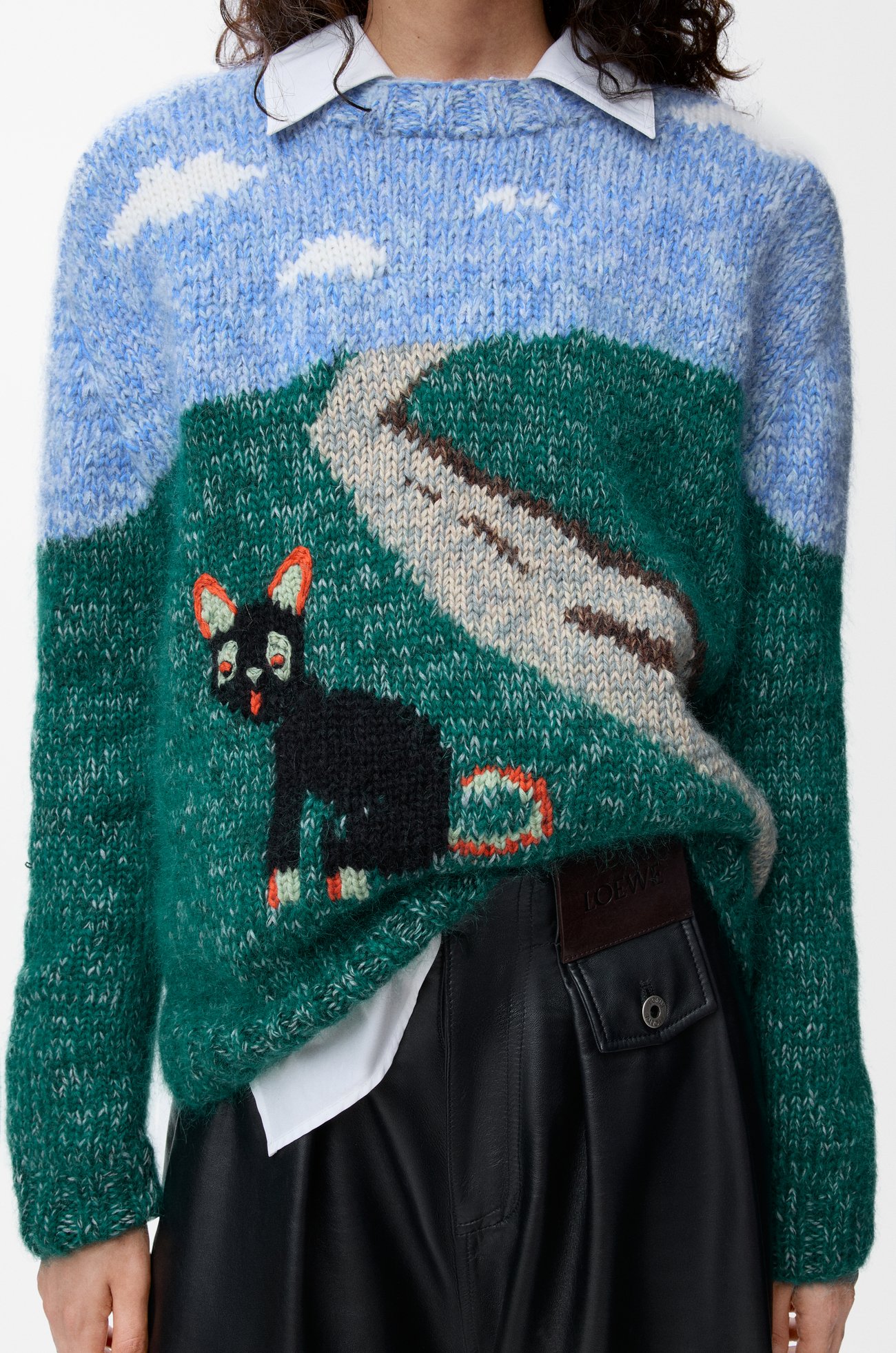 LOEWE Jersey en lana y mohair Azul/Multicolor