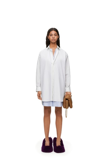 LOEWE Double layer shirt dress in cotton and silk 白色/藍色 plp_rd