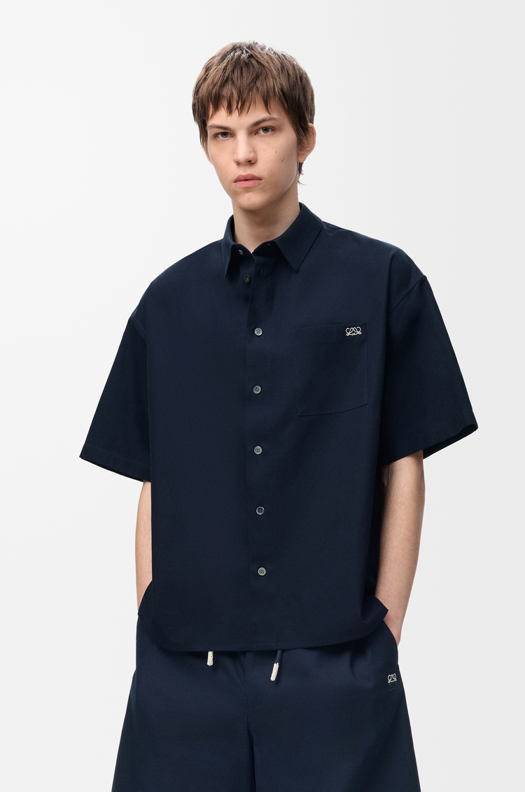 LOEWE Short sleeve shirt in cotton Dark Navy