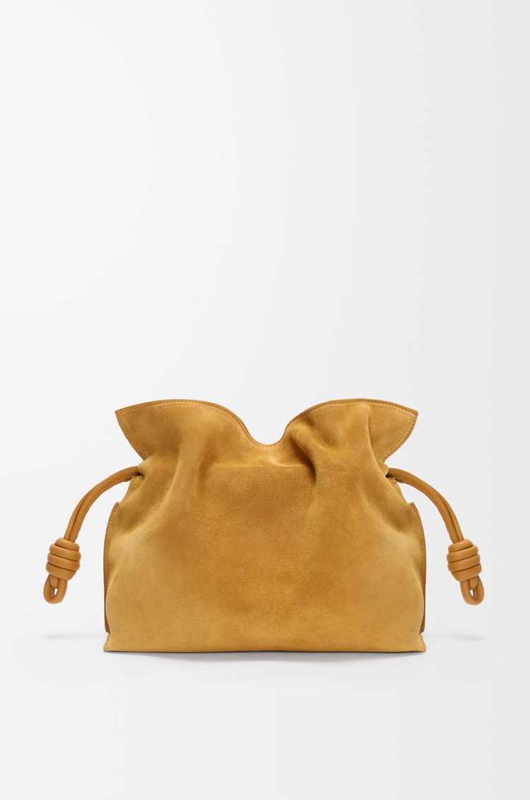 LOEWE Medium Flamenco clutch in suede Ochre
