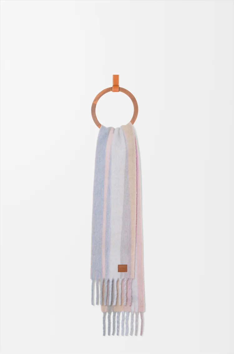 LOEWE Scarf in alpaca and wool blend Light Blue/Pink/Sandstone