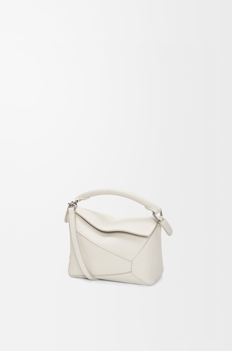LOEWE Mini Puzzle Edge bag in soft grained calfskin Soft White