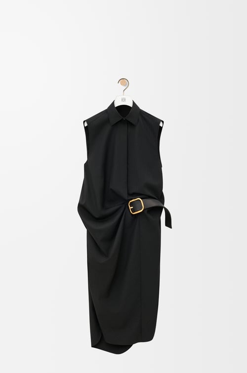 LOEWE Belted dress in wool Black