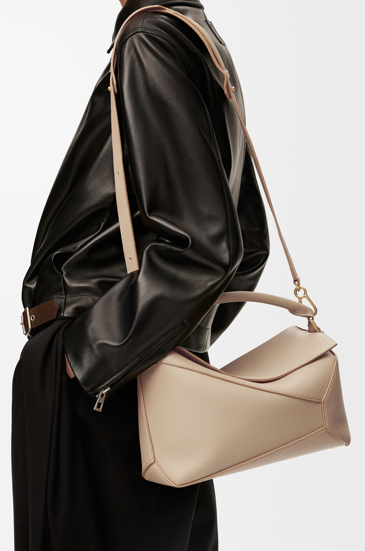 LOEWE Medium Puzzle Edge bag in soft grained calfskin Sand