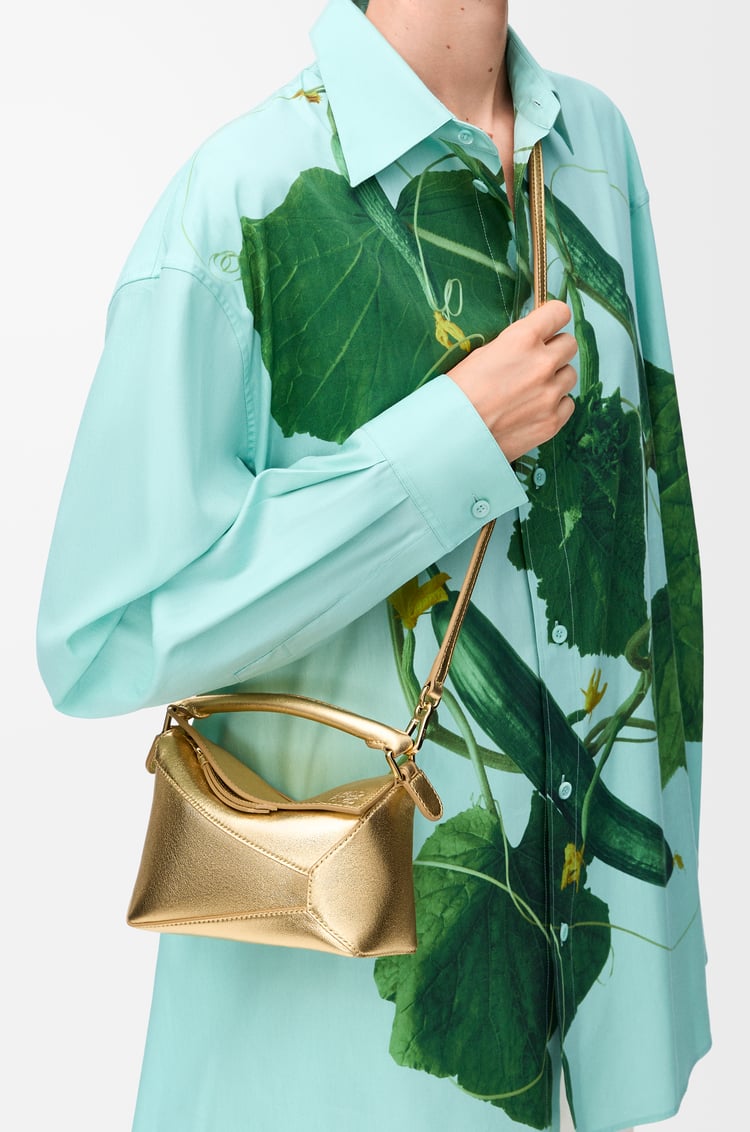 LOEWE Mini Puzzle Edge bag in laminated lambskin Gold