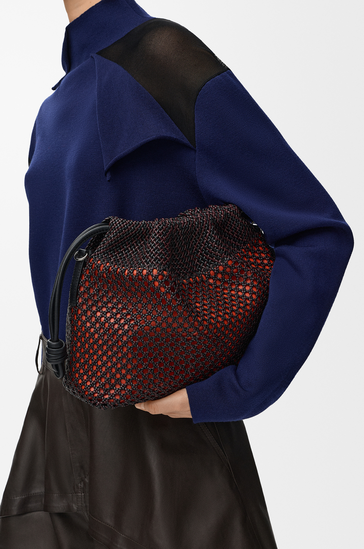 LOEWE フラメンコパース ミディアム（ウーブンナパラム） ブラック/バーガンディー