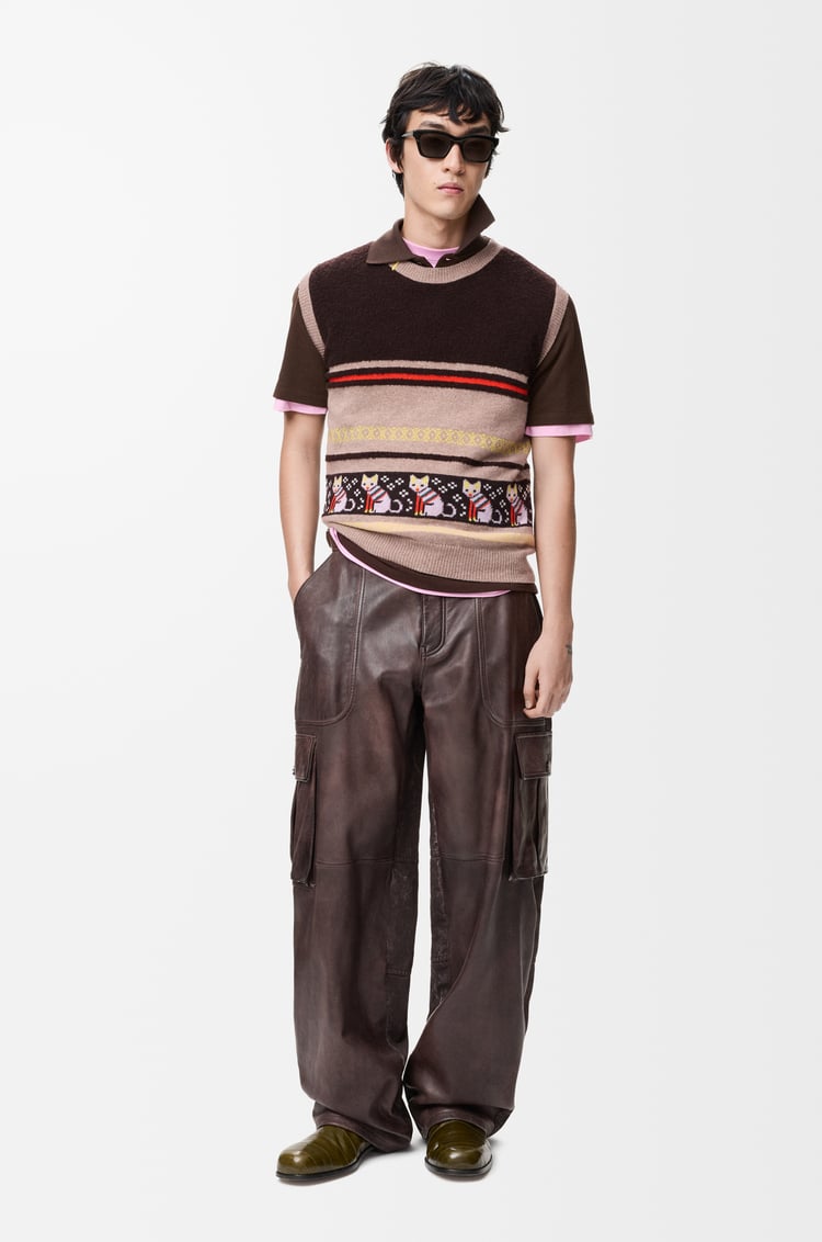 LOEWE Vest in wool and cashmere Beige/Multicolor