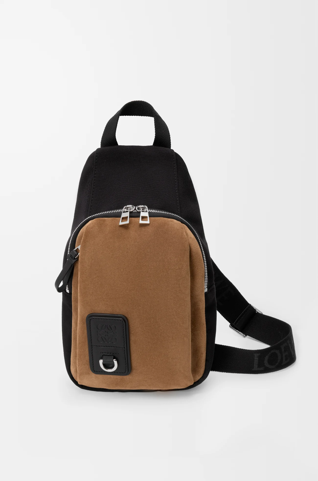 LOEWE Flex sling in canvas and suede Black/Dark Gold