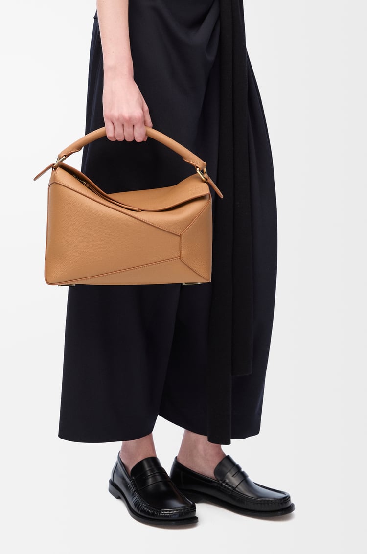 LOEWE Medium Puzzle Edge bag in soft grained calfskin Toffee