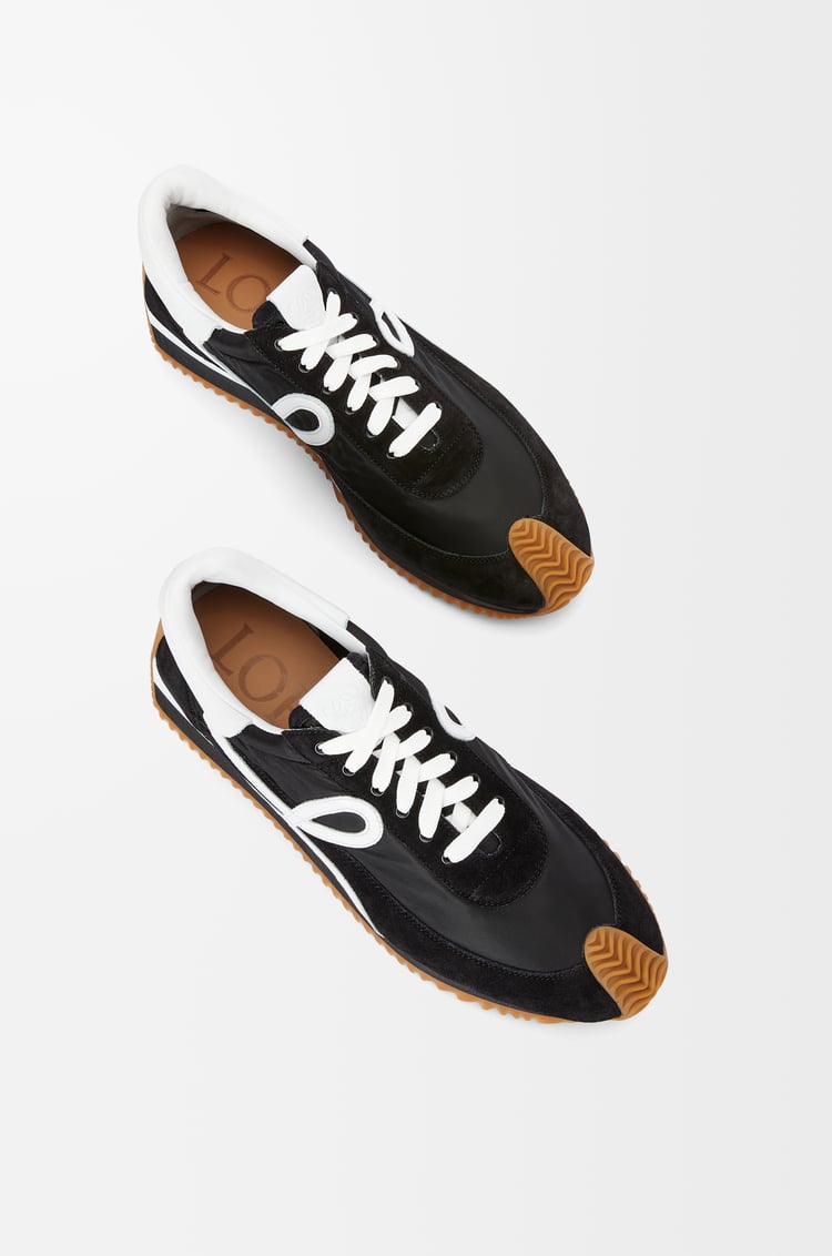 LOEWE Flow Runner in nylon and suede Black/White