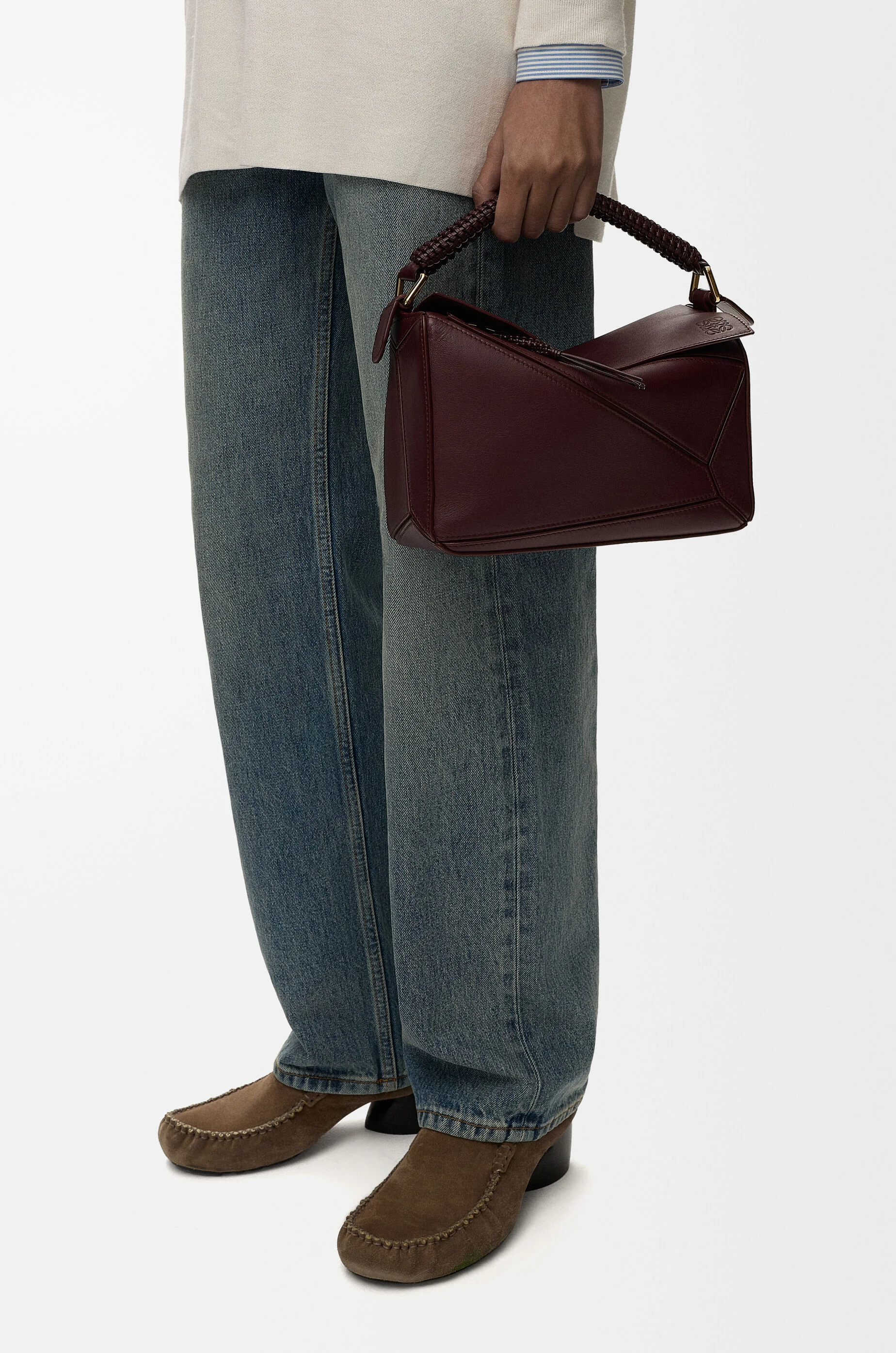 Small Puzzle bag in smooth calfskin and nappa lambskin Red - LOEWE